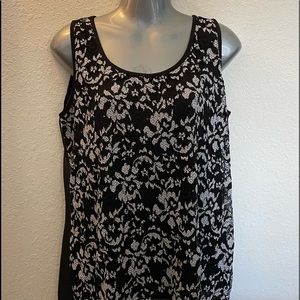 Beautiful Black and White lace tank.  Size Large